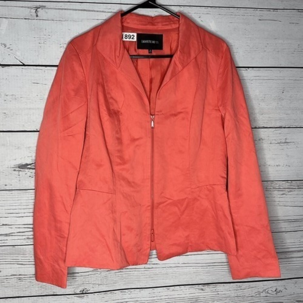 Lafayette 148 New York Red Coral Full‎ Zip Formal Blazer Jacket Women 12 China